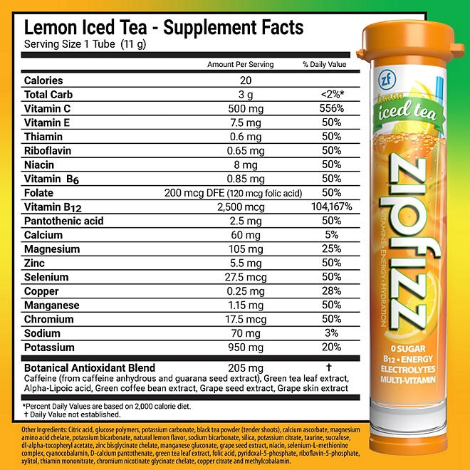 Zipfizz Energy Multi-Vitamin Hydration Drink Mix, Lemon Iced Tea, 20 ct. 4