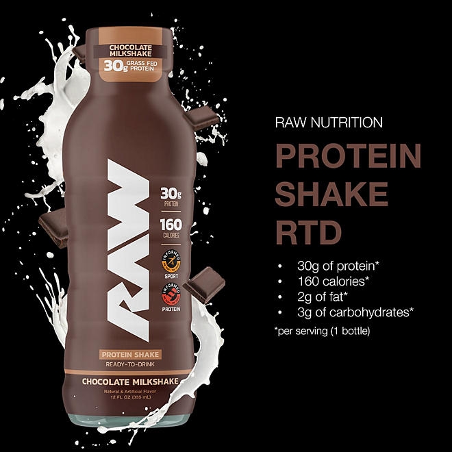 RAW Protein 30g Protein Shake, Chocolate, 12 ct. 4