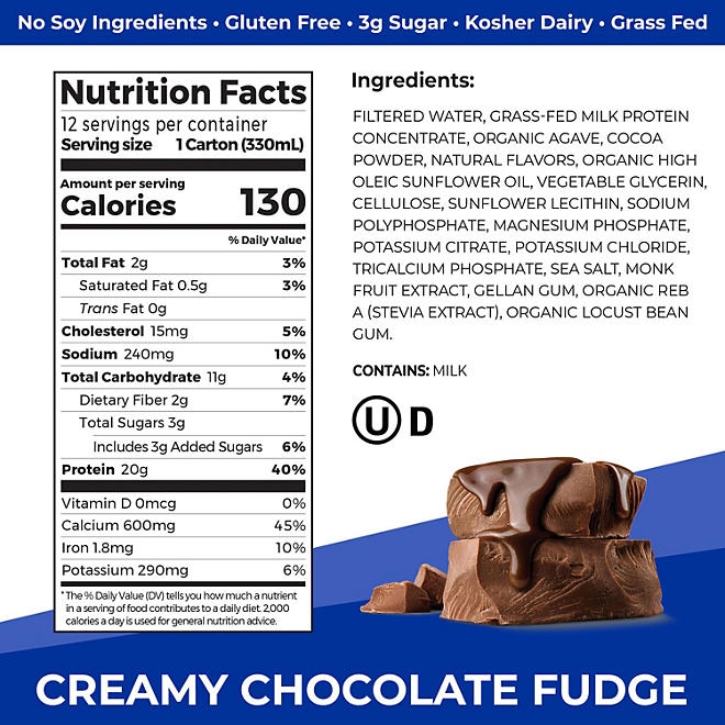 Orgain 20g Clean Protein Grass Fed Shake, Creamy Chocolate Fudge 11 fl. oz., 12 pk. 4