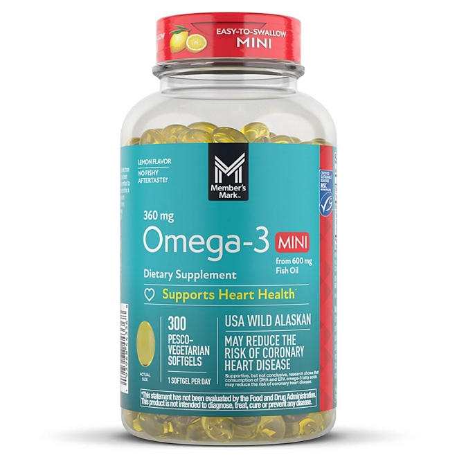 Member's Mark 360mg Omega-3 from Fish Oil MINI Softgels, 300 ct. 3