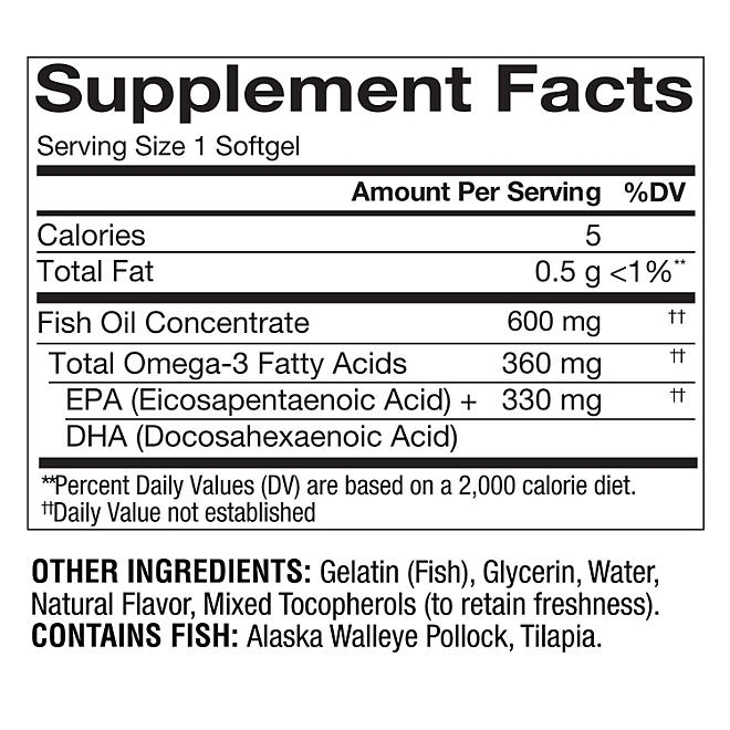 Member's Mark 360mg Omega-3 from Fish Oil MINI Softgels, 300 ct. 4
