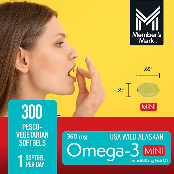 Member's Mark 360mg Omega-3 from Fish Oil MINI Softgels, 300 ct. 5