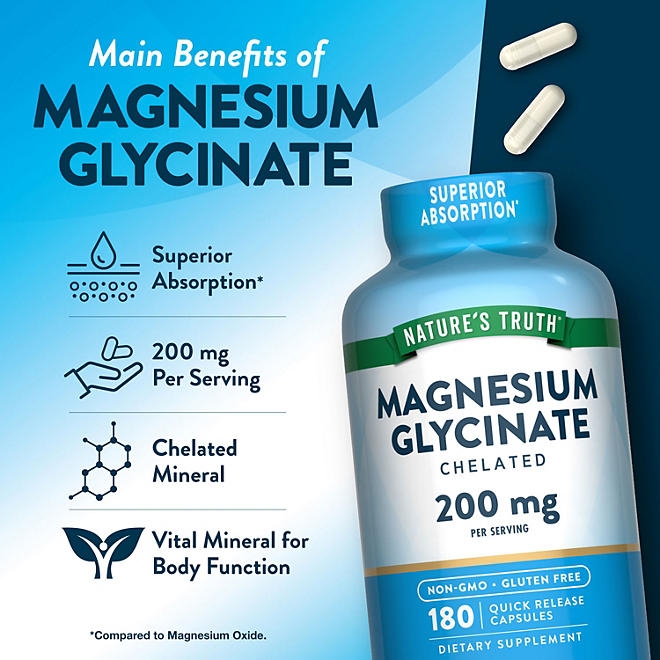 Nature's Truth Magnesium Glycinate Capsules, 200 mg, 180 ct. 5