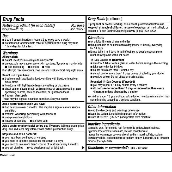 Member's Mark Omeprazole Delayed Release Tablets, 20 mg, 42 ct. 4