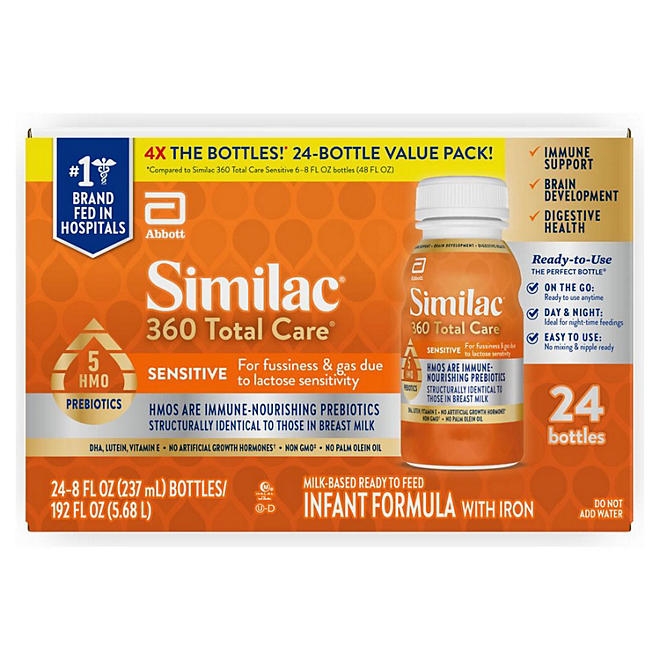 Similac 360 Total Care Sensitive Infant Formula, Ready to Feed, 8 fl. oz., 24 ct. 3