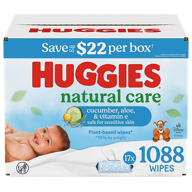 Huggies Natural Care Baby Wipes, Cucumber and Green Tea, 17 pk., 1088 Wipes 3