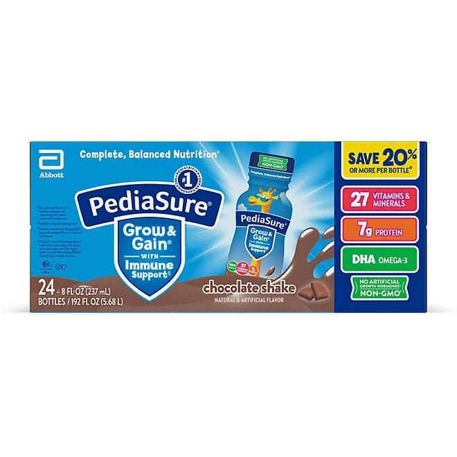 PediaSure Grow and Gain Nutrition Shake for Kids, Chocolate, 8 fl. oz., 24 pk. 3