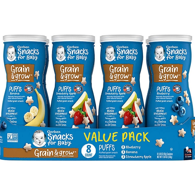 Gerber Grain & Grow Cereal Snack Puffs, Variety Pack, 1.48 oz., 8 ct. 3