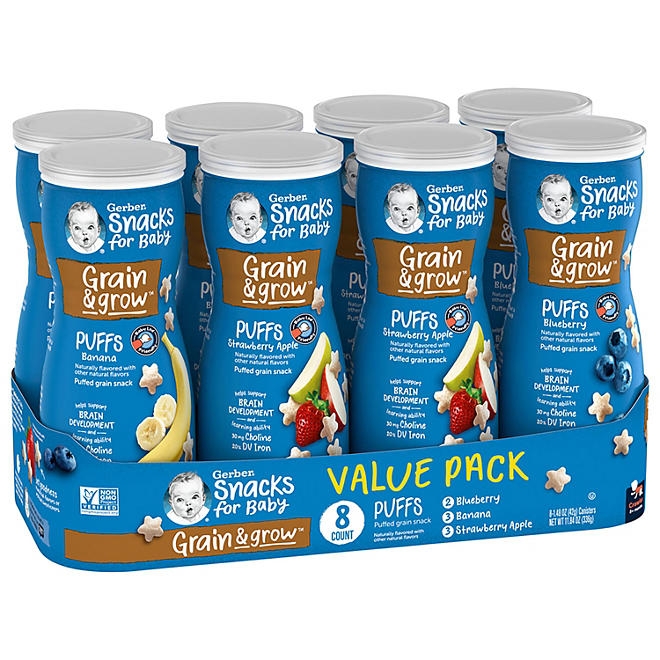 Gerber Grain & Grow Cereal Snack Puffs, Variety Pack, 1.48 oz., 8 ct. 4