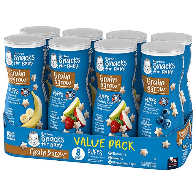 Gerber Grain & Grow Cereal Snack Puffs, Variety Pack, 1.48 oz., 8 ct. 5