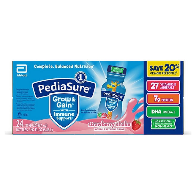 PediaSure Grow and Gain Nutrition Shake for Kids, Strawberry, 8 fl. oz., 24 pk. 3
