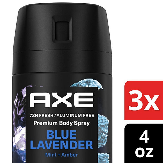AXE Premium Deodorant Body Spray, Blue Lavender, 4 oz., 3 pk. 4