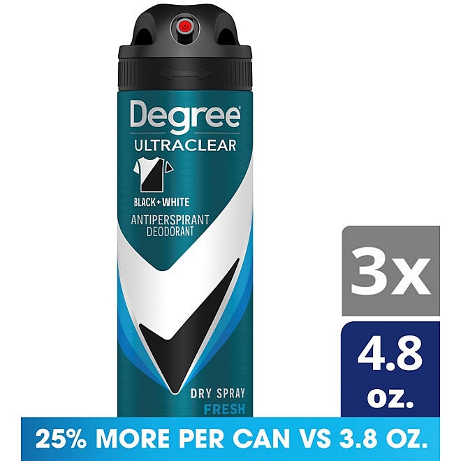 Degree for Men Ultraclear Black+White Deodorant Dry Spray, Fresh, 4.8 oz., 3 pk. 4