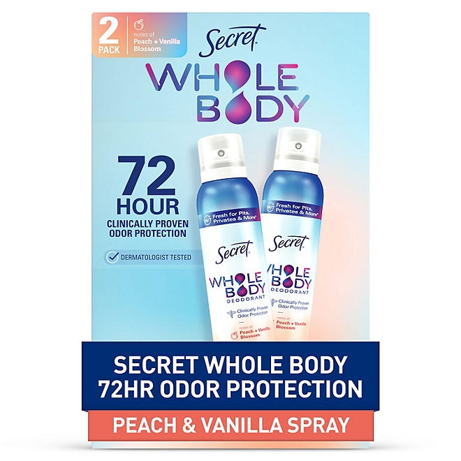 Secret Whole Body Sprays Deodorant, Peach & Vanilla, 3.5 oz., 2 pk. 3
