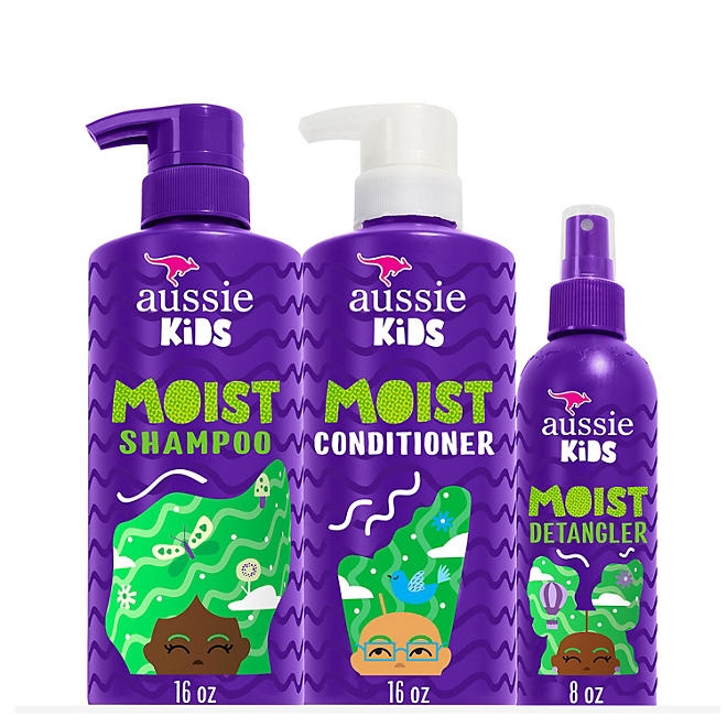 Aussie Kids Moist Shampoo, Conditioner and Detangler Kit 3