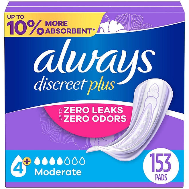Always Discreet plus Incontinence Pads for Women, Moderate, 153 ct. 3