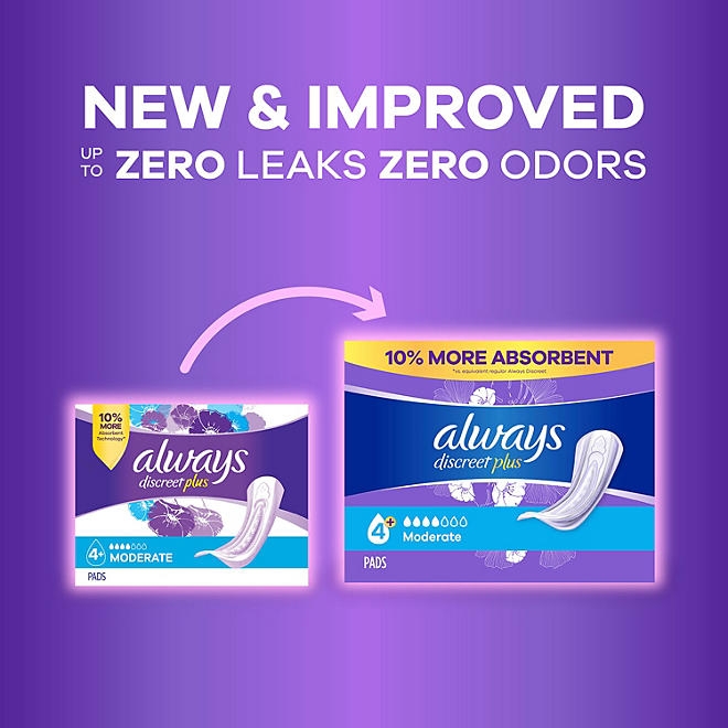Always Discreet plus Incontinence Pads for Women, Moderate, 153 ct. 4