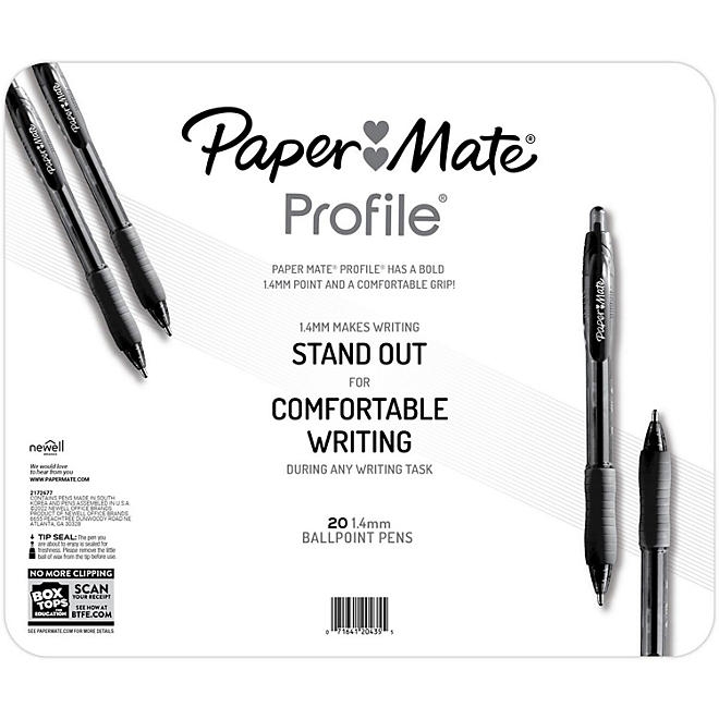 Paper Mate Ballpoint Pen, Profile Retractable Pen, Bold Point 1.4mm, Black, 20 Count 4