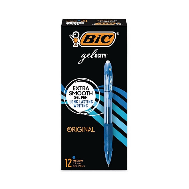 BIC Gel-ocity Retractable Gel Pen, Blue Ink, .7mm, Medium, 12ct. 3