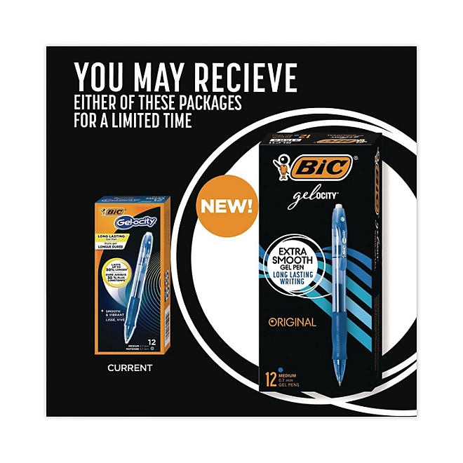 BIC Gel-ocity Retractable Gel Pen, Blue Ink, .7mm, Medium, 12ct. 5