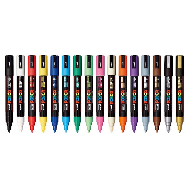 Uni POSCA PC-5M Water-Based Paint Markers, Medium Point (1.8-2.5mm), Assorted Colors, 16 Pack 4