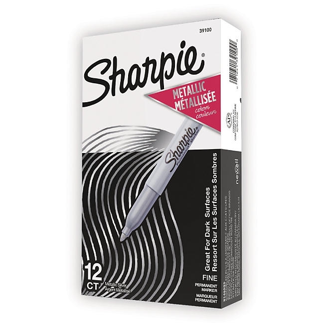Sharpie Metallic Permanent Marker, Fine Point, Metallic Silver, 12ct. 3