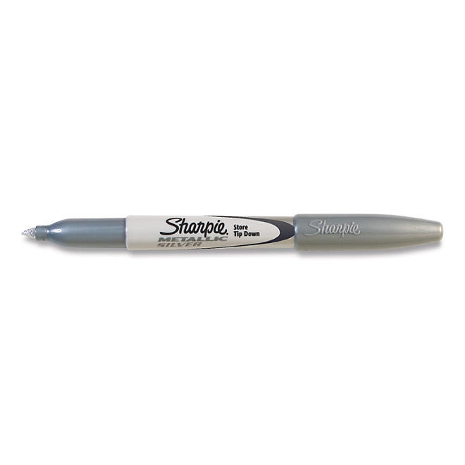 Sharpie Metallic Permanent Marker, Fine Point, Metallic Silver, 12ct. 4