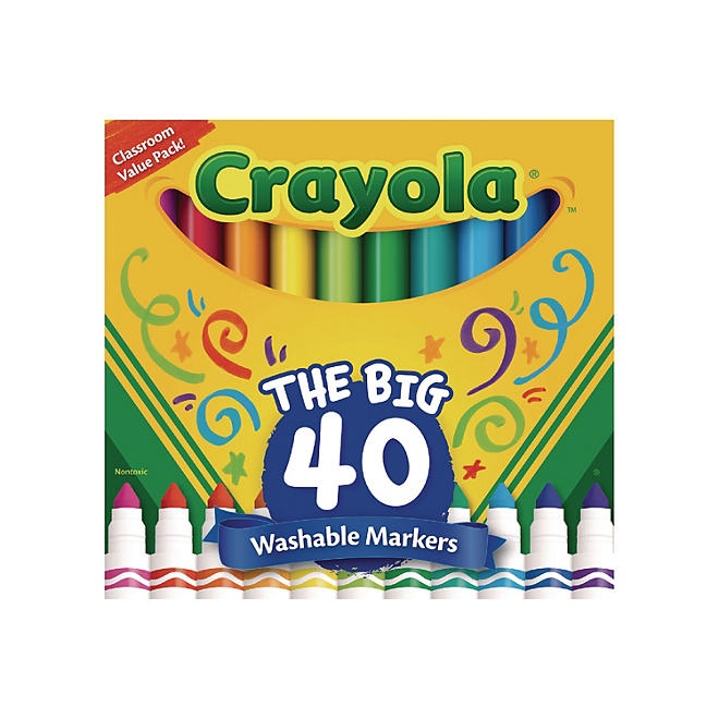 Crayola Washable Markers, Broad Point, Assorted Classic Colors, 40/Set 3