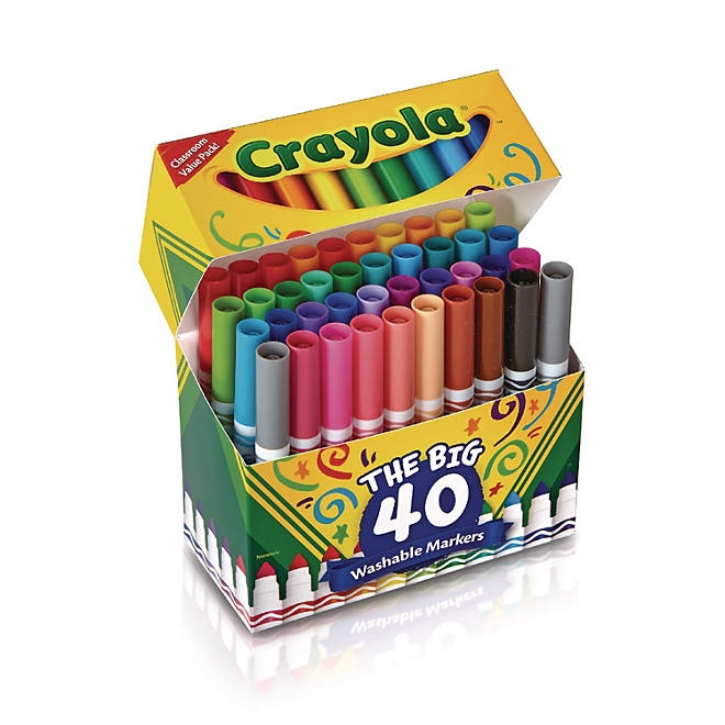 Crayola Washable Markers, Broad Point, Assorted Classic Colors, 40/Set 5