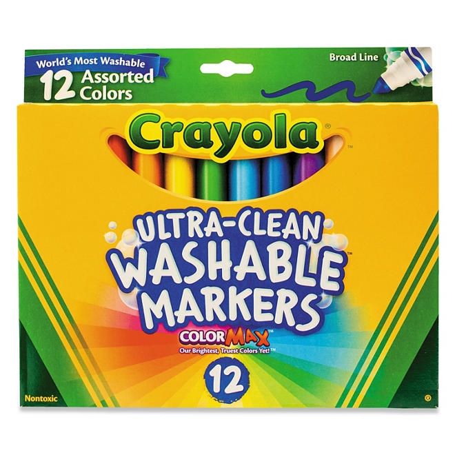 Crayola Washable Markers, Broad Point, Classic Colors, 12 Set 3