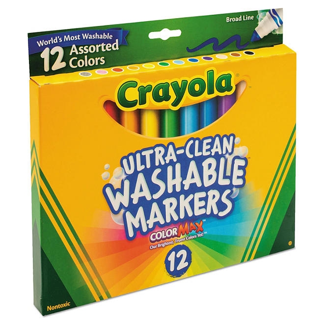 Crayola Washable Markers, Broad Point, Classic Colors, 12 Set 4