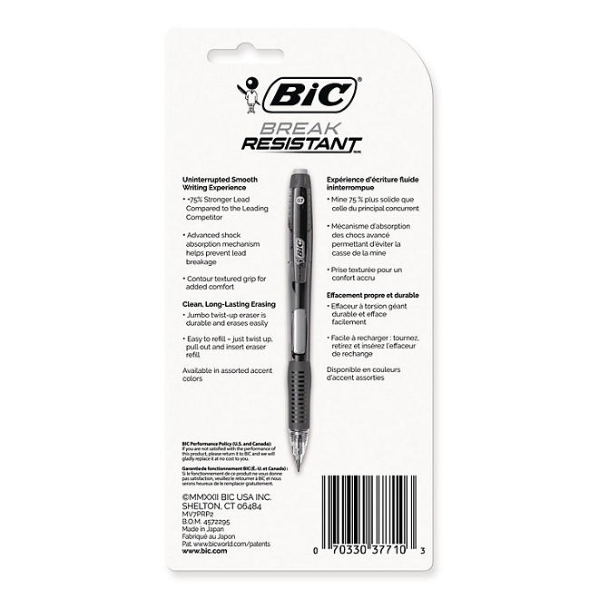 BIC Break-Resistant Mechanical Pencils with Erasers, 0.7 mm, HB (2), Black Lead, Assorted Barrel Colors, 2/Pack 4