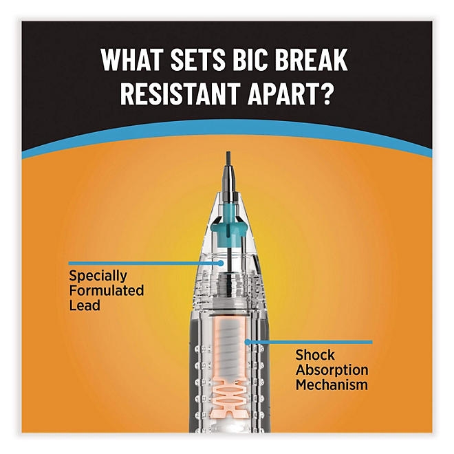 BIC Break-Resistant Mechanical Pencils with Erasers, 0.7 mm, HB (2), Black Lead, Assorted Barrel Colors, 2/Pack 5