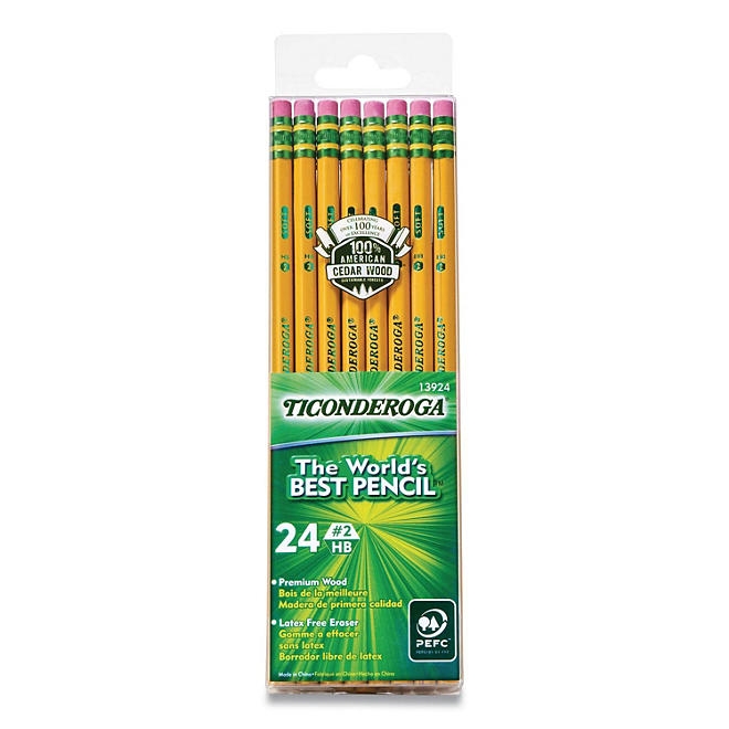 Ticonderoga Pencils, HB (2), Black Lead, Yellow Barrel, 24/Pack 3