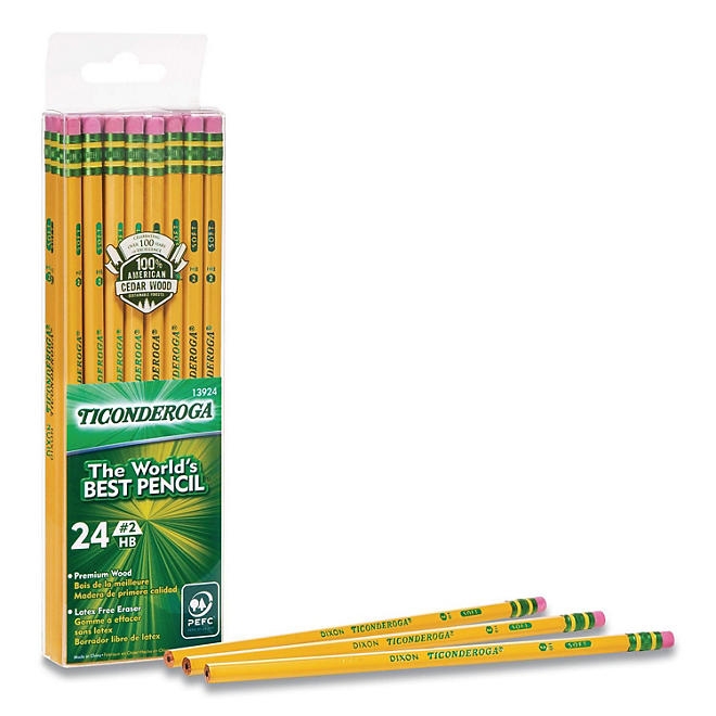 Ticonderoga Pencils, HB (2), Black Lead, Yellow Barrel, 24/Pack 4
