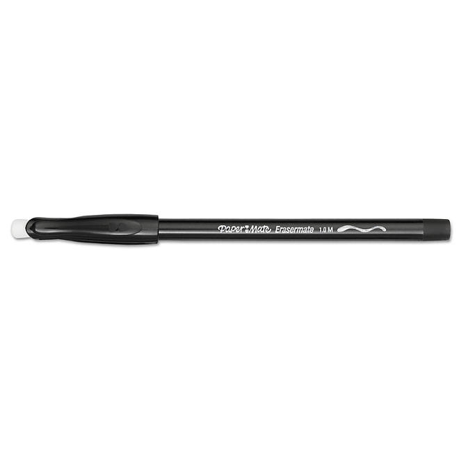 Paper Mate - Eraser Mate Ballpoint Stick Erasable Pen, Black Ink, Medium - Dozen 4