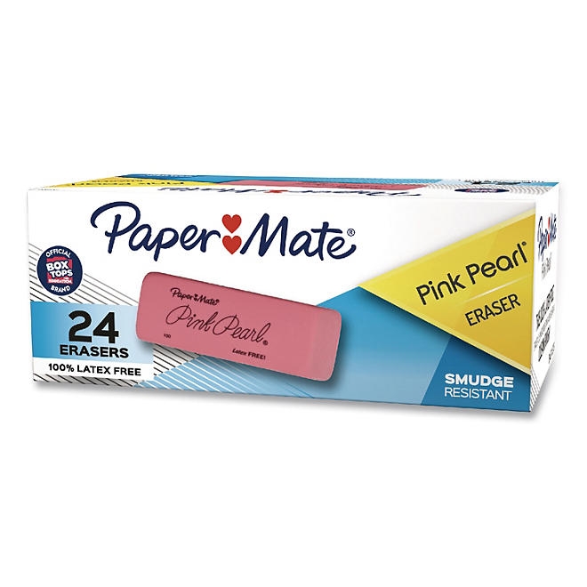Paper Mate Pink Pearl Eraser, Medium, 24pk. 3