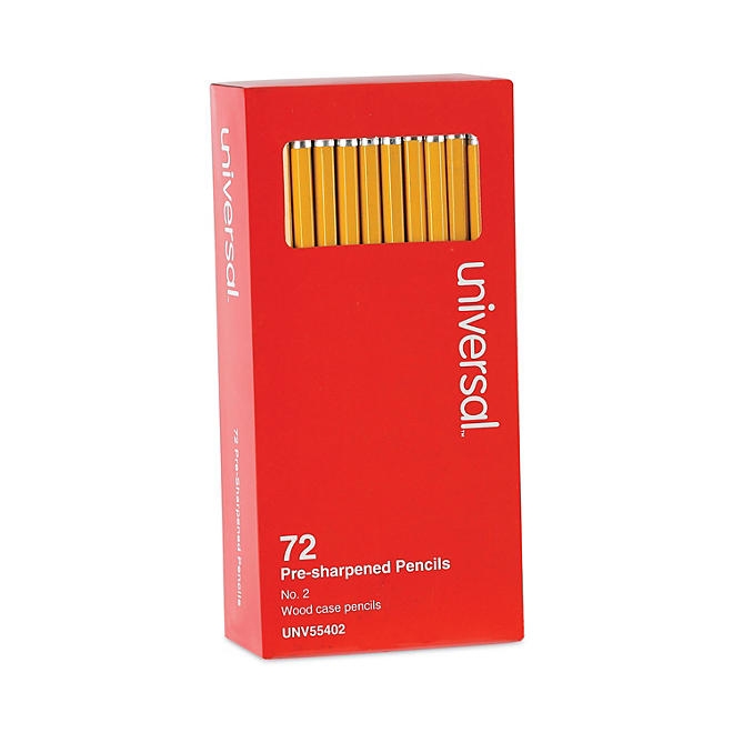 Universal 2 Pre-Sharpened Woodcase Pencil, HB 2, Yellow Barrel, 72/Pack 4