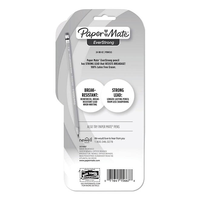PaperMate EverStrong 2 Pencils, HB (2), Black Lead, Yellow Barrel, 24/Pack 5