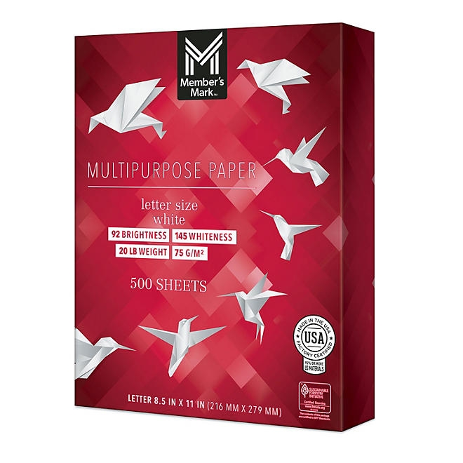 Member's Mark Multipurpose Copy Paper, 8.5 x 11", 92 Bright, 20 lbs., 8 Reams (4,000 sheets) 5
