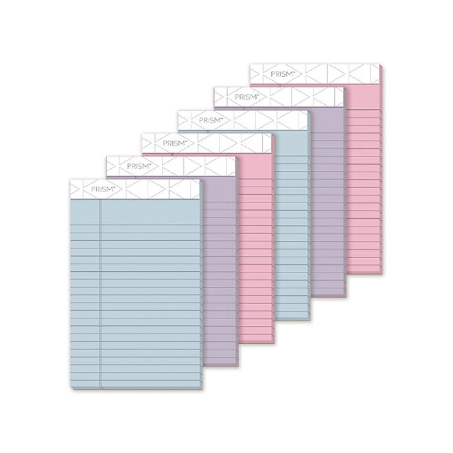 TOPS - Prism Plus Colored Junior Legal Pads, 5 x 8, Pastels - 6 50-Sheet Pads/Pack 3