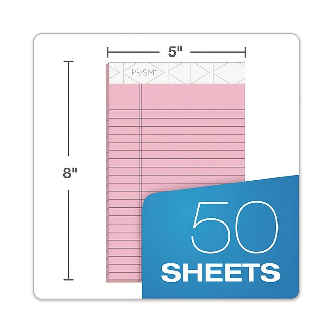TOPS - Prism Plus Colored Junior Legal Pads, 5 x 8, Pastels - 6 50-Sheet Pads/Pack 5
