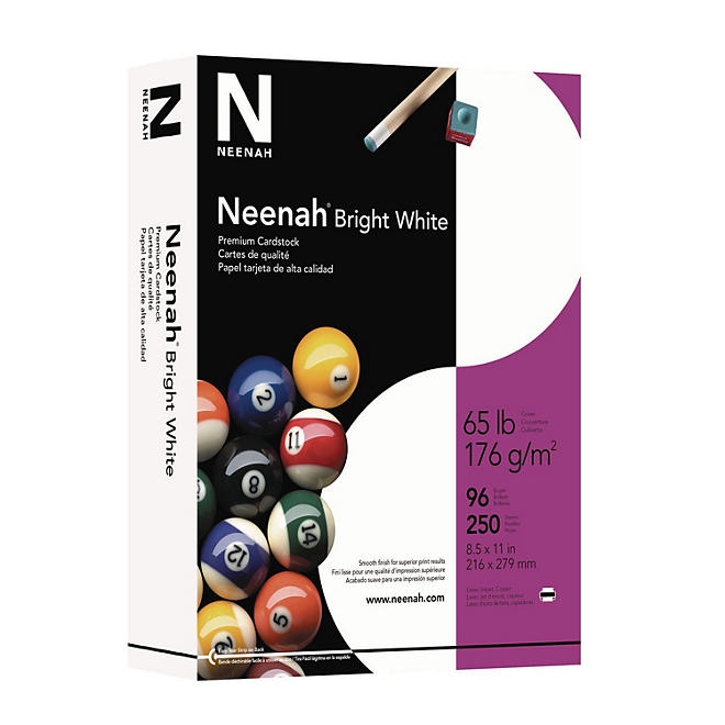 Neenah Bright White Premium Cardstock, 8.5" x 11", 65 lb/176 gsm, White, 96 Brightness, 250 Sheets 3