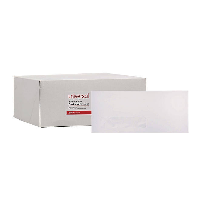 Universal® Window Business Envelope, 10, 4 1/8" x 9 1/2", White, 500/Box 3