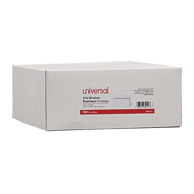 Universal® Window Business Envelope, 10, 4 1/8" x 9 1/2", White, 500/Box 4