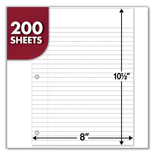 Mead - Filler Paper, 16-lbs., Wide Ruled, 3-hole punched - 10-1/2 x 8 - 200 Sheets 5