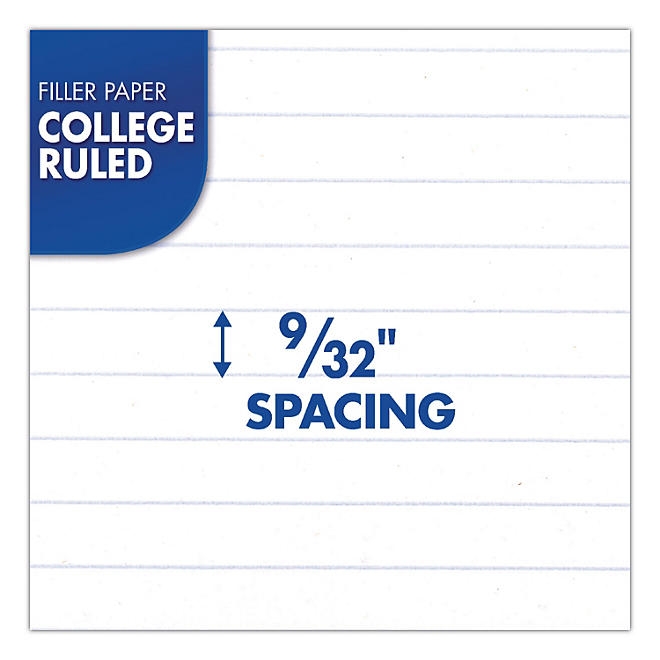 Mead Filler Paper, 3-Hole, 8.5 x 11, College Rule, 200/Pack 4