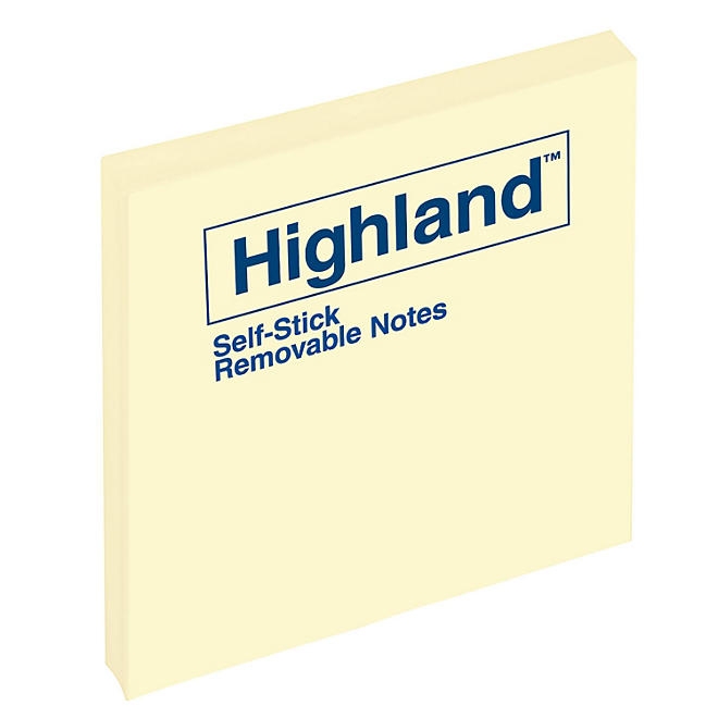 Highland - Self-Stick Pads, 3 x 3, Yellow, 100 Sheets/Pad - 12 Pads/Pack 4