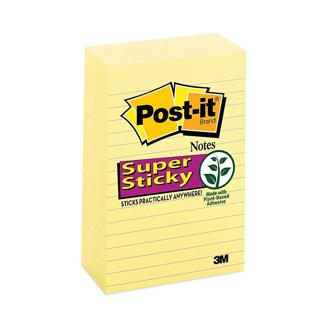Post-it Notes Super Sticky - Canary Yellow Note Pads, 4 x 6, Lined, 90/Pad - 5 Pads/Pack 3