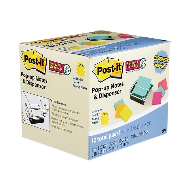 Post-it Pop-up Notes Super Sticky - Pop-up Dispenser Value Pack, 3 x 3 - Assorted 5